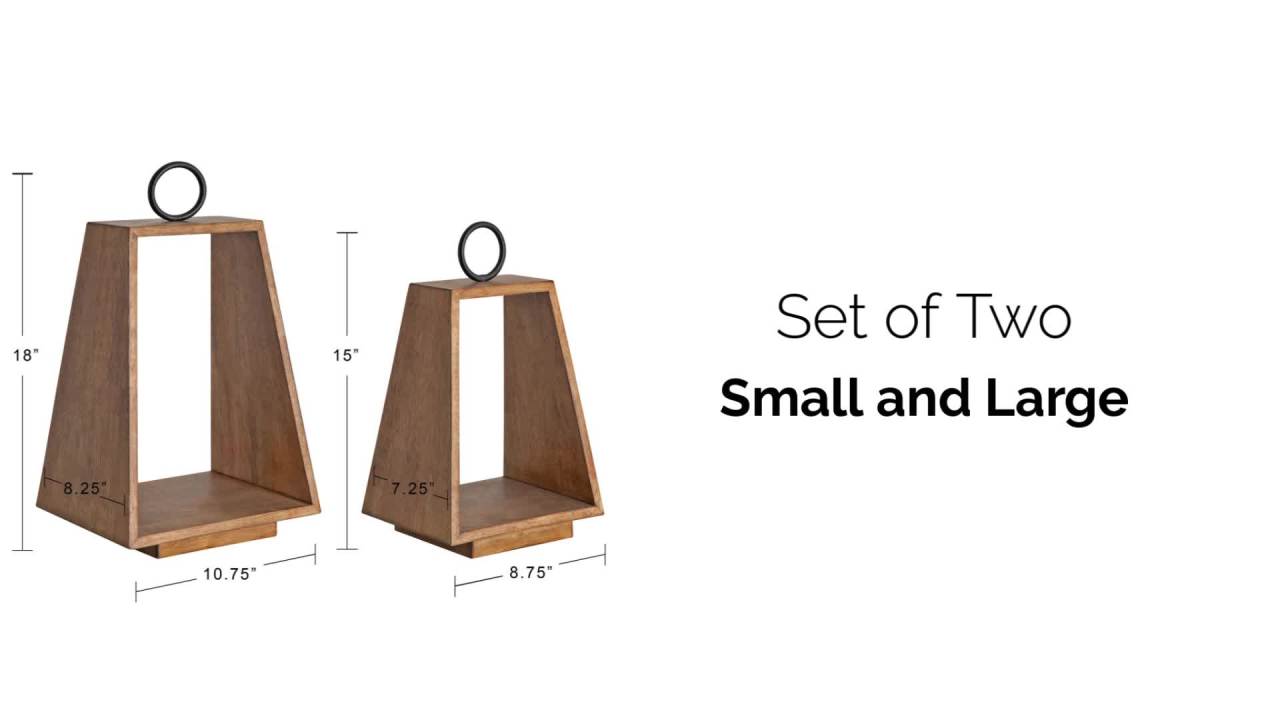 thumbnail video image 2 of Kate and Laurel Stillright Farmhouse Candle Holders, Set of 2, Rustic Brown, Chic Modern Candle Lanterns for Decor, 2 of 7