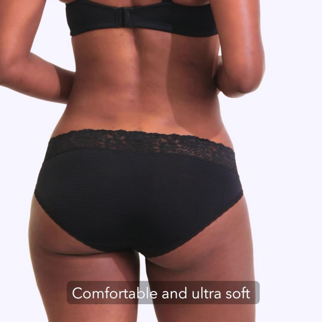 thumbnail video image 2 of Vanity Fair Radiant Women's Light and Luxe Bikini Underwear - No Pinch, Stretch Lace Waistband, 3-Pack, Sizes S-5XL, 2 of 11