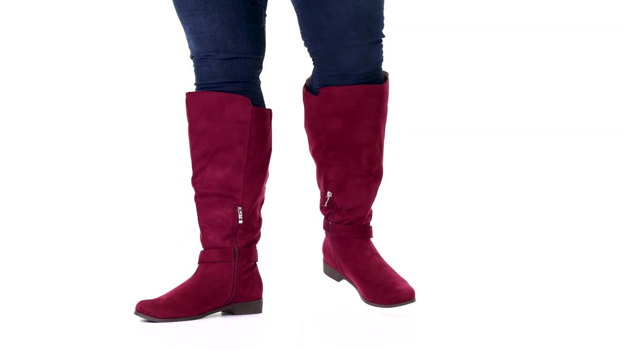 thumbnail video image 2 of Brinley Co. Womens Comfort Extra Wide Calf Classic Riding Boot, 2 of 8