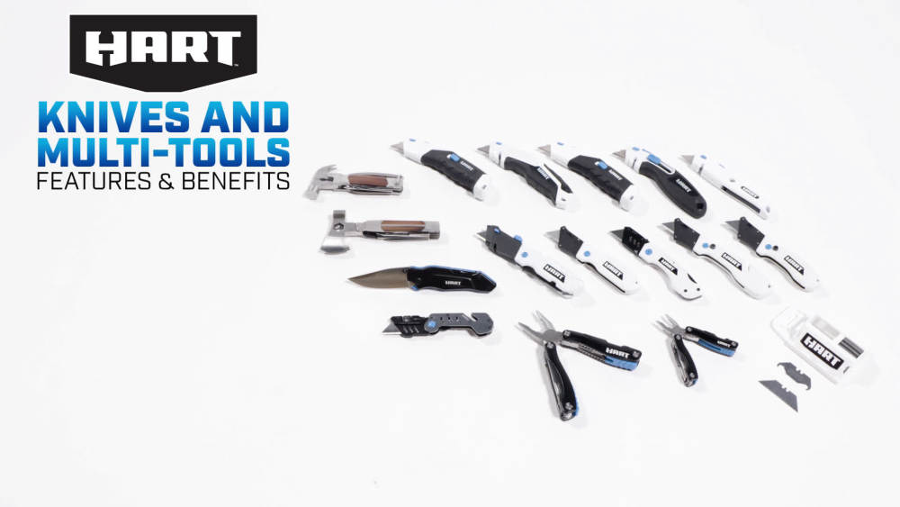 HART Compact Folding Utility Knife with Removable Belt Clip