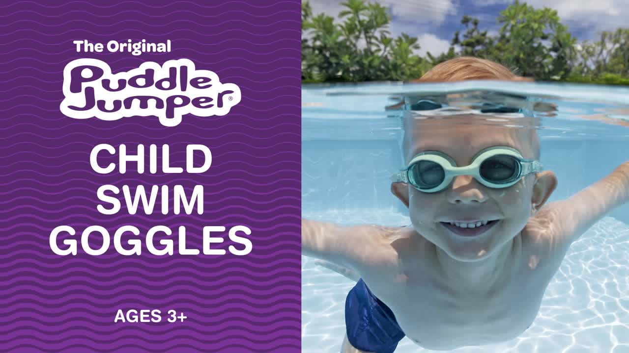 thumbnail video image 2 of Puddle Jumper Child Swim Goggles, Green, Non-Latex and Non-PVC, Kids Ages 3+, 2 of 15