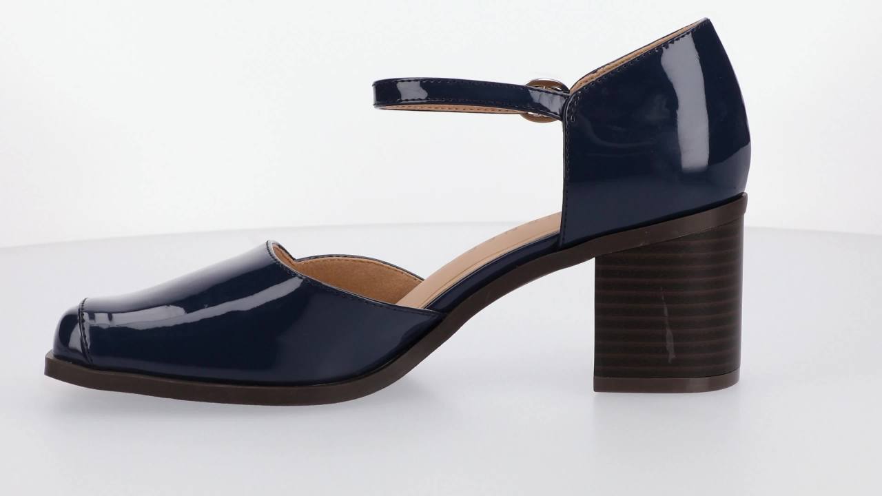 thumbnail video image 2 of Journee Womens Evangeline Square Toe Stacked Heel Pumps, Widths Available, 2 of 9