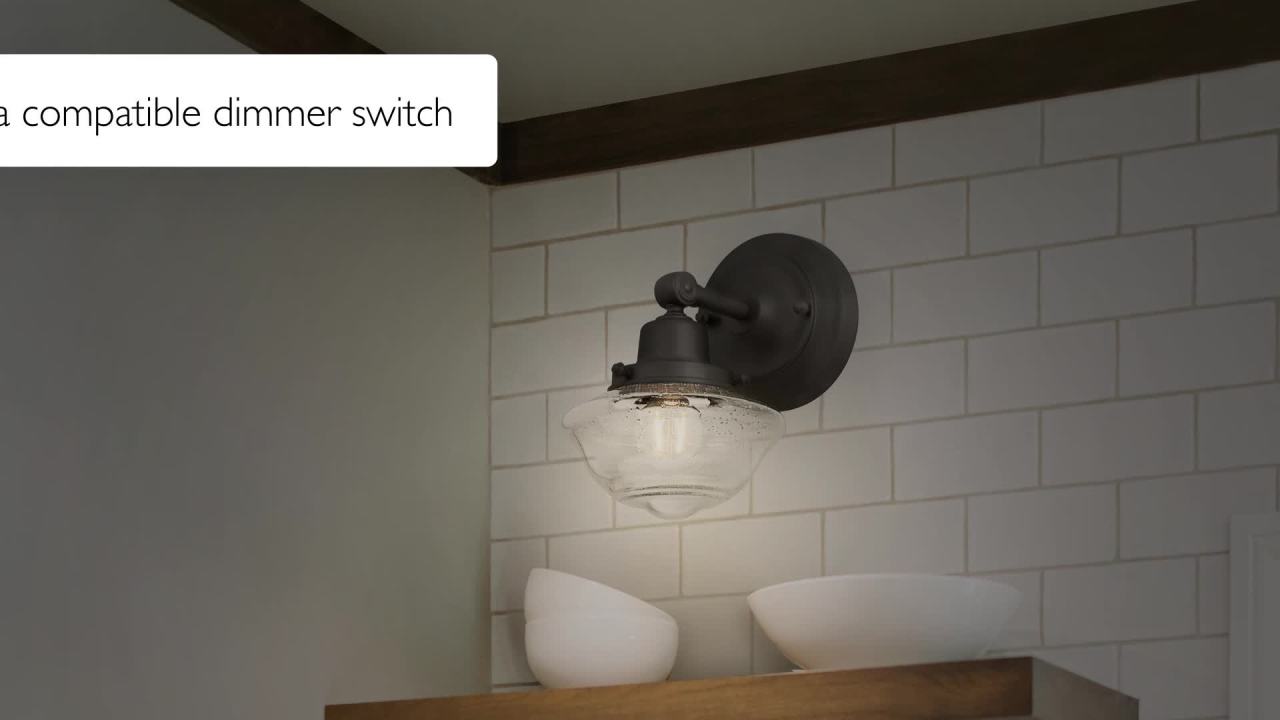 thumbnail video image 2 of Design House Schoolhouse Modern Wall Mount 3-Light Dimmable Clear Seedy Glass Vanity Light in Matte Black, 2 of 20