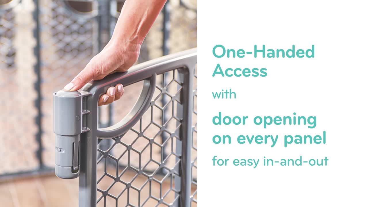 thumbnail video image 2 of Evenflo Versatile Play Space 2-Panel Extension (Cool Gray), Indoor & Outdoor Use, 2 of 10