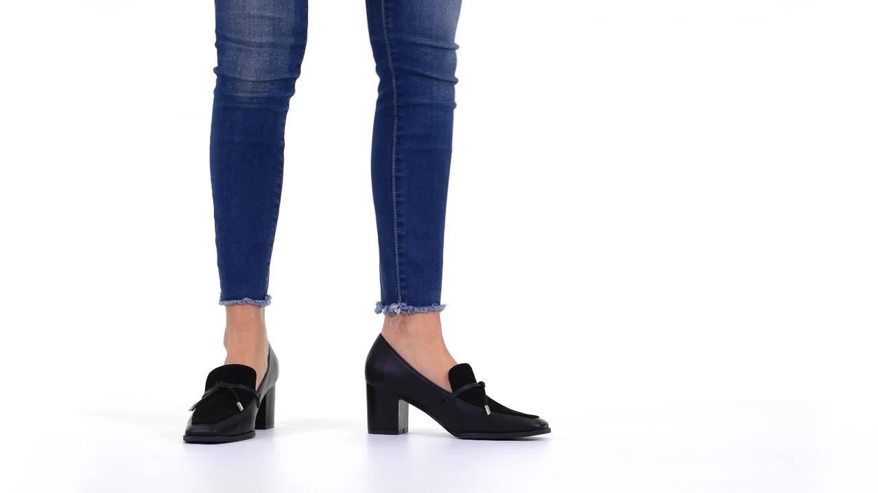 thumbnail video image 2 of Journee Womens Crawford Square Toe Mid Stacked Heel Pumps, 2 of 10