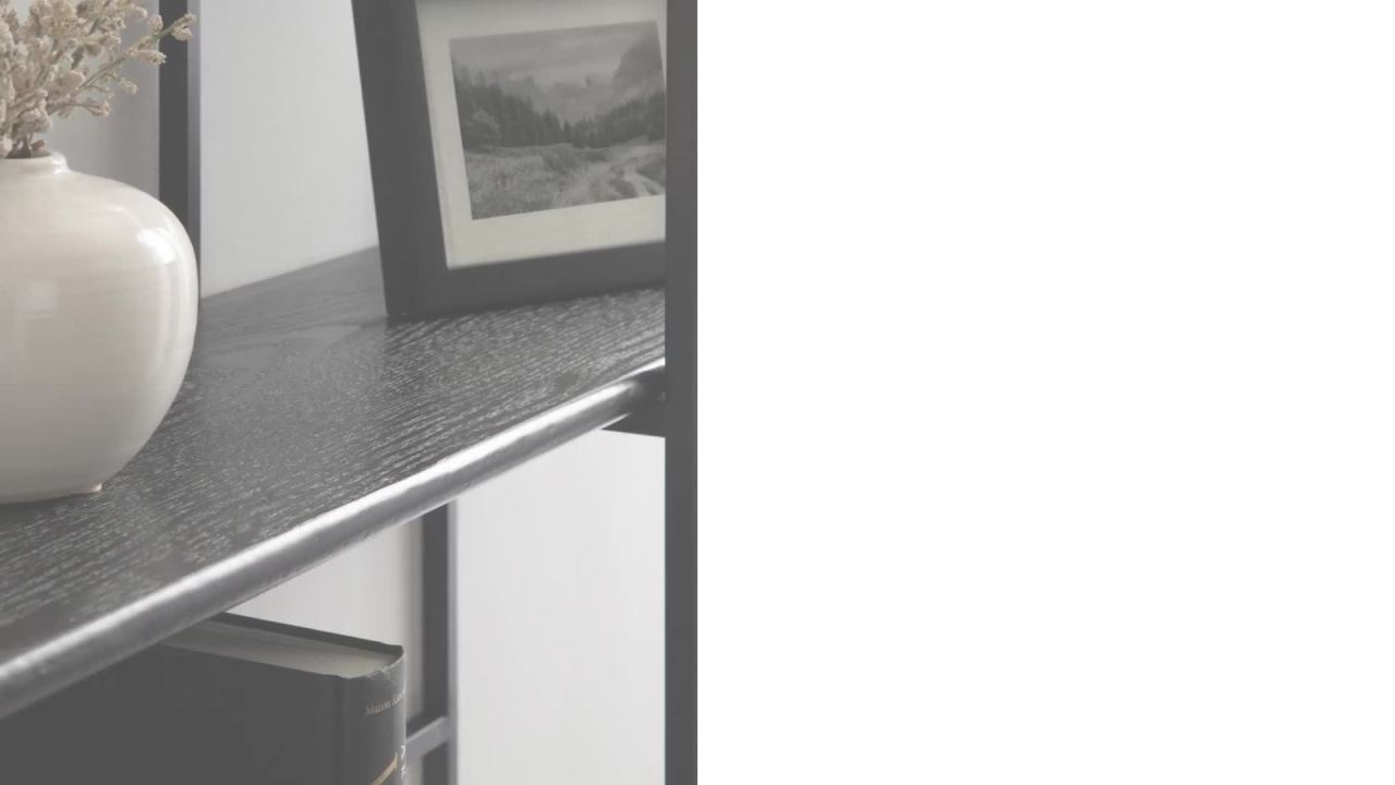 thumbnail video image 2 of Kate and Laurel Ramone Three-Tiered Wall Shelf, 42 x 23, Black, Decorative Shelving Unit and Wall Organizer for Entryway Storage or Living Room Display Shelf, 2 of 10