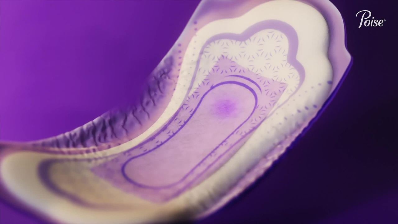 thumbnail video image 3 of (6 pack) Poise Incontinence Pads for Women, 4 Drop Moderate Absorbency, Long Length, 16 Count, 3 of 10