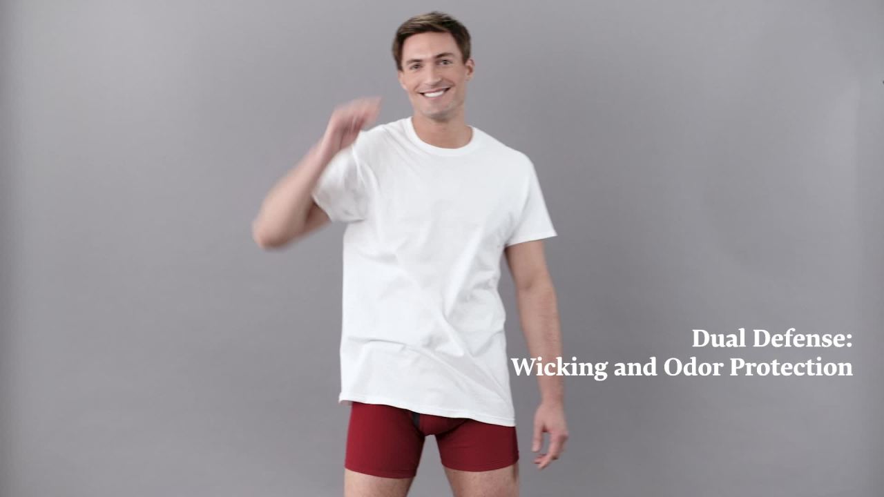 thumbnail video image 2 of Fruit of the Loom Men's CoolZone Crew Undershirts, 5-Pack, 2 of 11