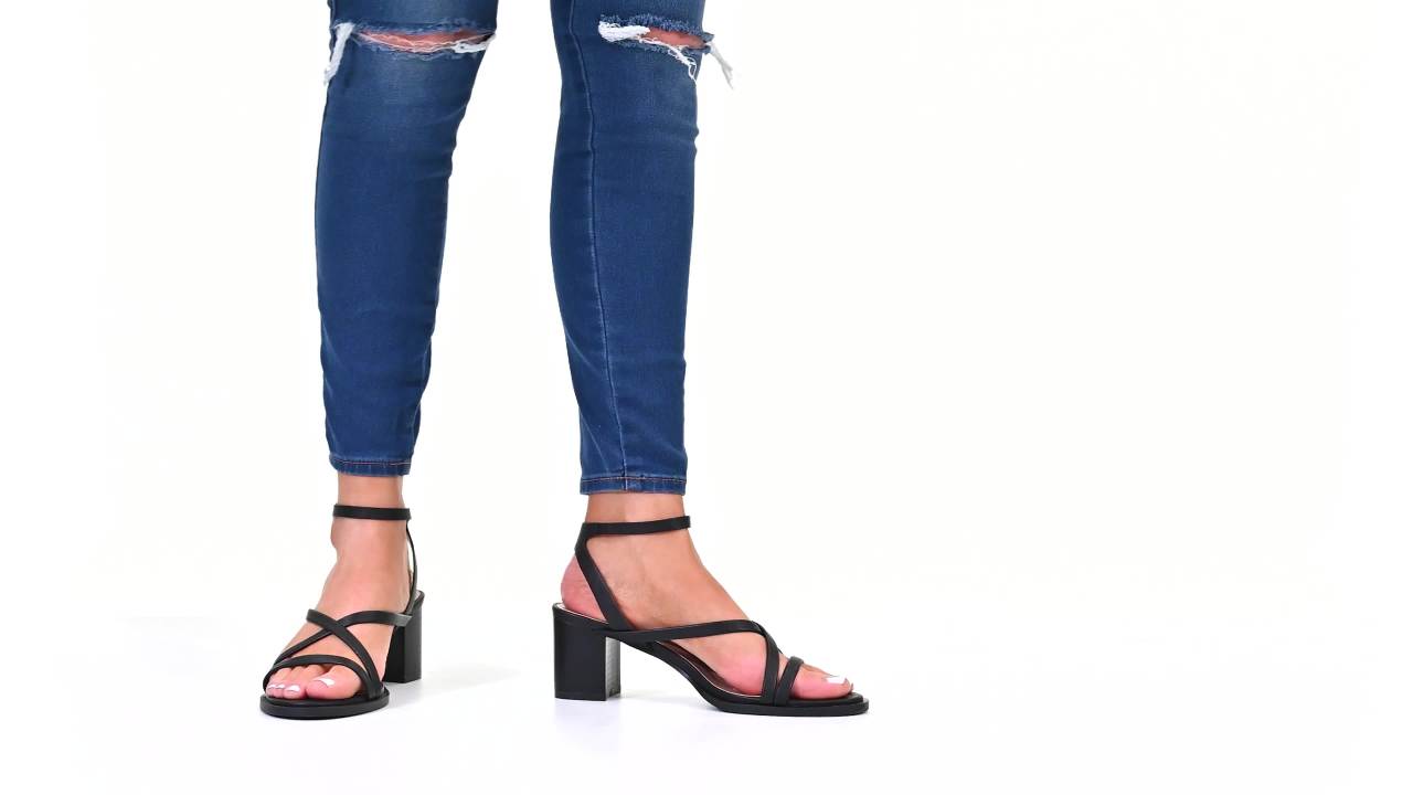 thumbnail video image 2 of Journee Womens Anikah Buckle Ankle Strap Stacked Heel Dress Sandals, 2 of 10