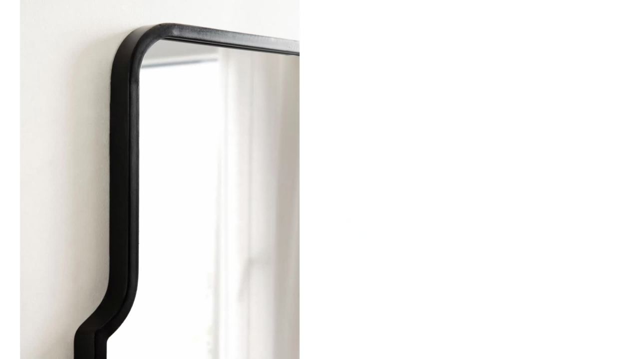 thumbnail video image 2 of Kate and Laurel Gezella Wide Arch Mirror, 37 x 24, Black, Glam Scallop Arched Mirror Perfect for Bathroom Vanity or Fireplace Mantle, 2 of 8