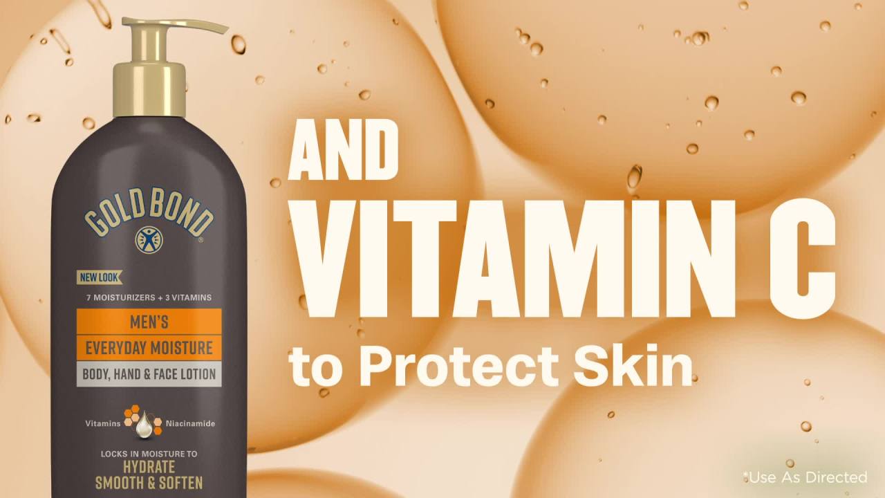 thumbnail video image 3 of Gold Bond Men’s Essentials Everyday Body Lotion and Moisturizer for Dry Skin, 24 oz, 3 of 11