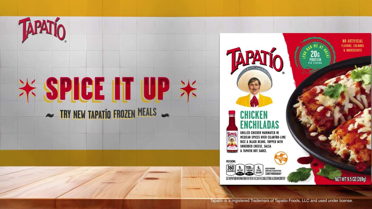 Tapatio Salsa Roja Chicken Bowl with Tapatio Hot Sauce, 10 oz (Frozen)
