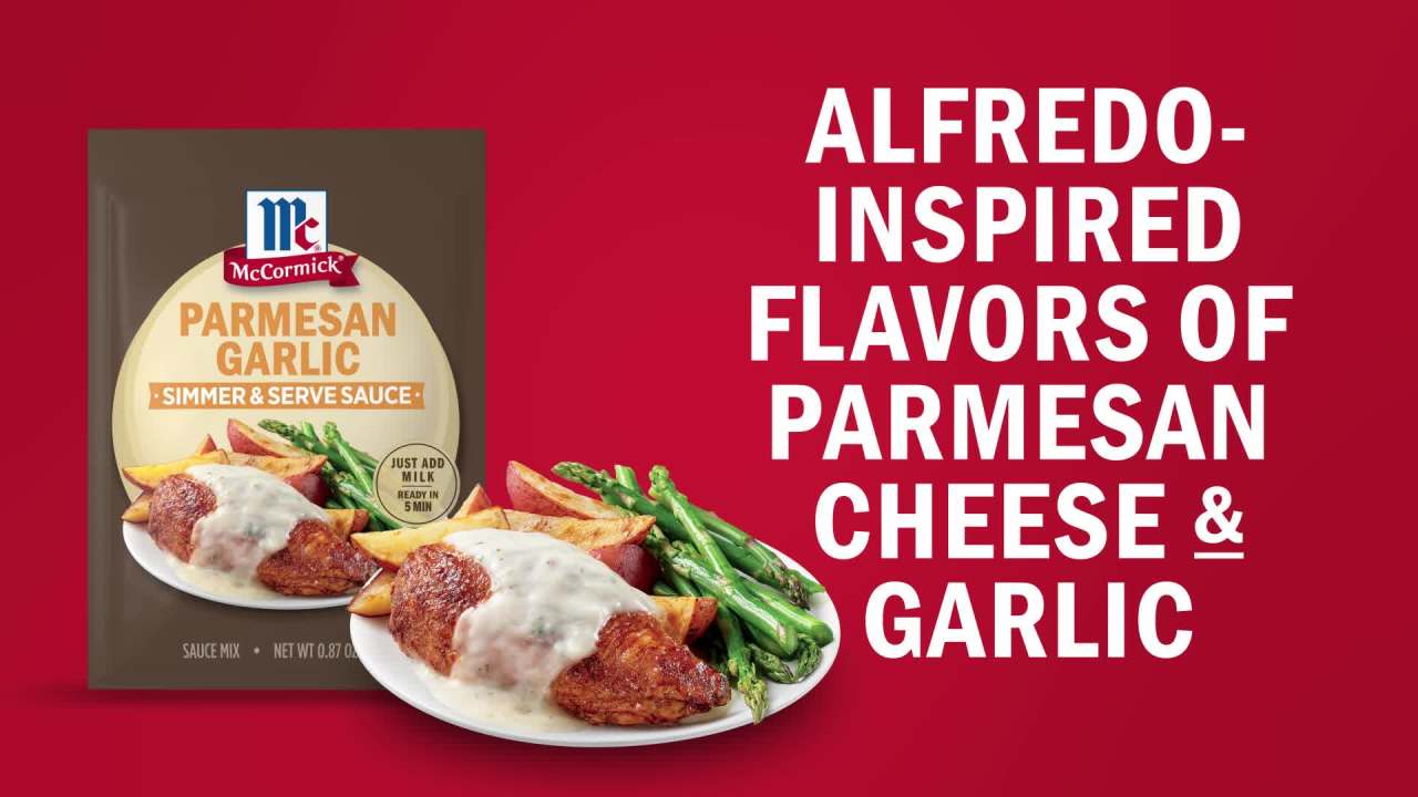 thumbnail video image 2 of McCormick Parmesan Garlic Sauce Mix, 0.87 oz Packet, 2 of 14