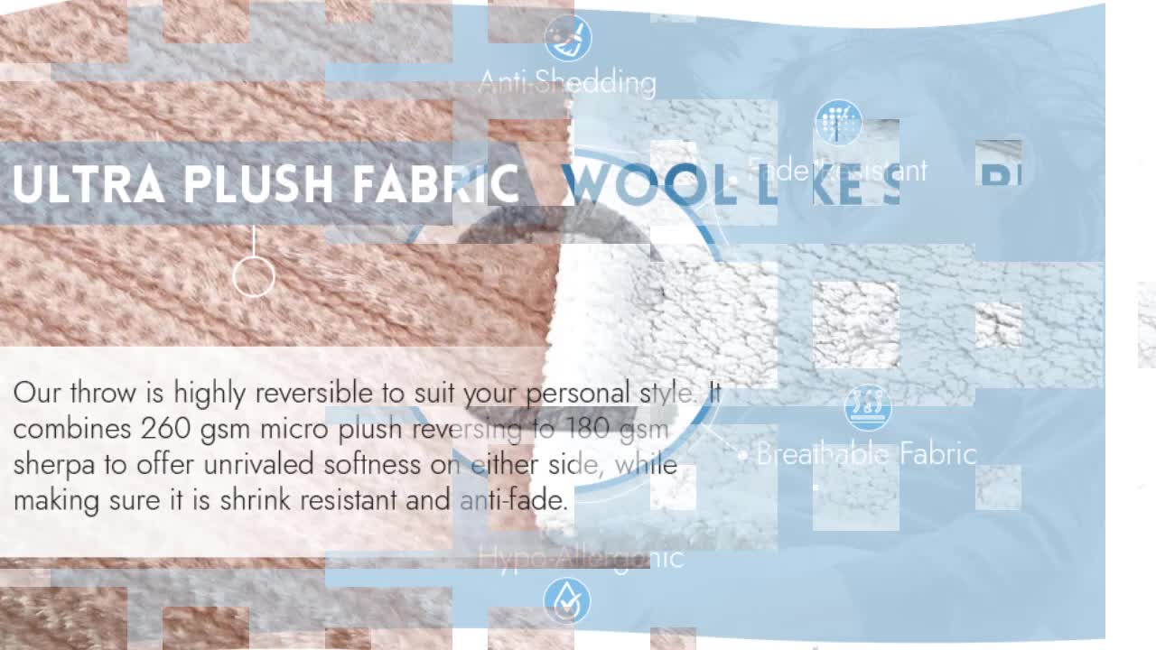 thumbnail video image 2 of Cozy Tyme Colette Flannel Reversible Jacquard Throw - Super Soft Solid Color 60"x 70" Dark Grey, 2 of 11