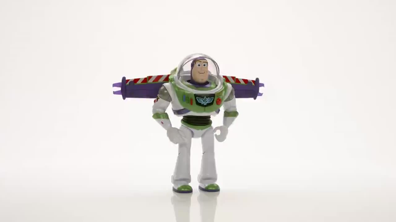 thumbnail video image 2 of Disney and Pixar Toy Story 5 12-inch Scale Flight Mode Hi-Tech Edition Buzz Lightyear, 35+ Sounds, 2 of 7