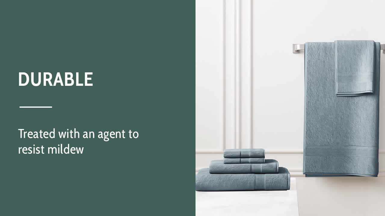 thumbnail video image 2 of Seed & Stone Ultra-Soft 30% Recycled Cotton Bath Towels, 100% Cotton, 6-Piece Towel Set, Marine Blue, 2 of 12