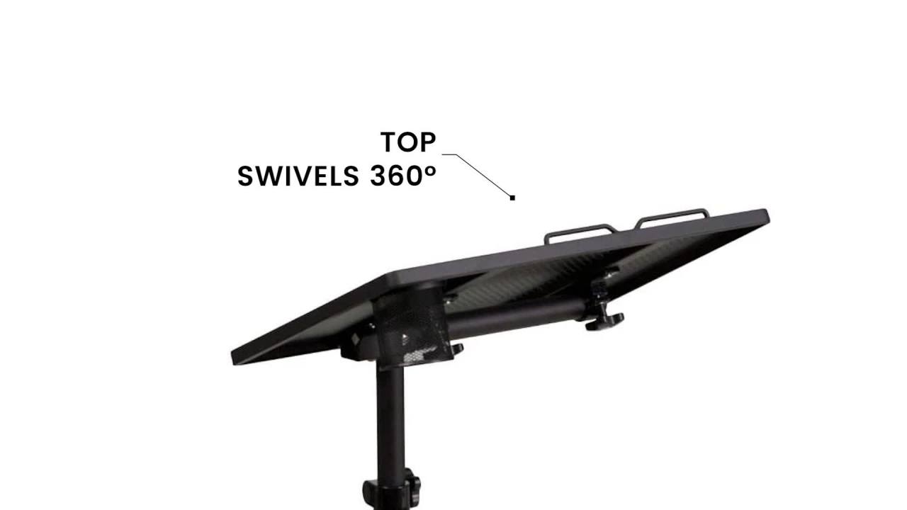 thumbnail video image 2 of Flash Furniture Black Adjustable Height Steel Mobile Computer Desk, 2 of 11