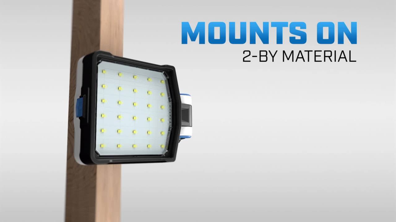 thumbnail video image 2 of HART 20-Volt LED Work Light Kit, 1,500 Lumens, (1) 1.5Ah Lithium-Ion Battery, 2 of 11