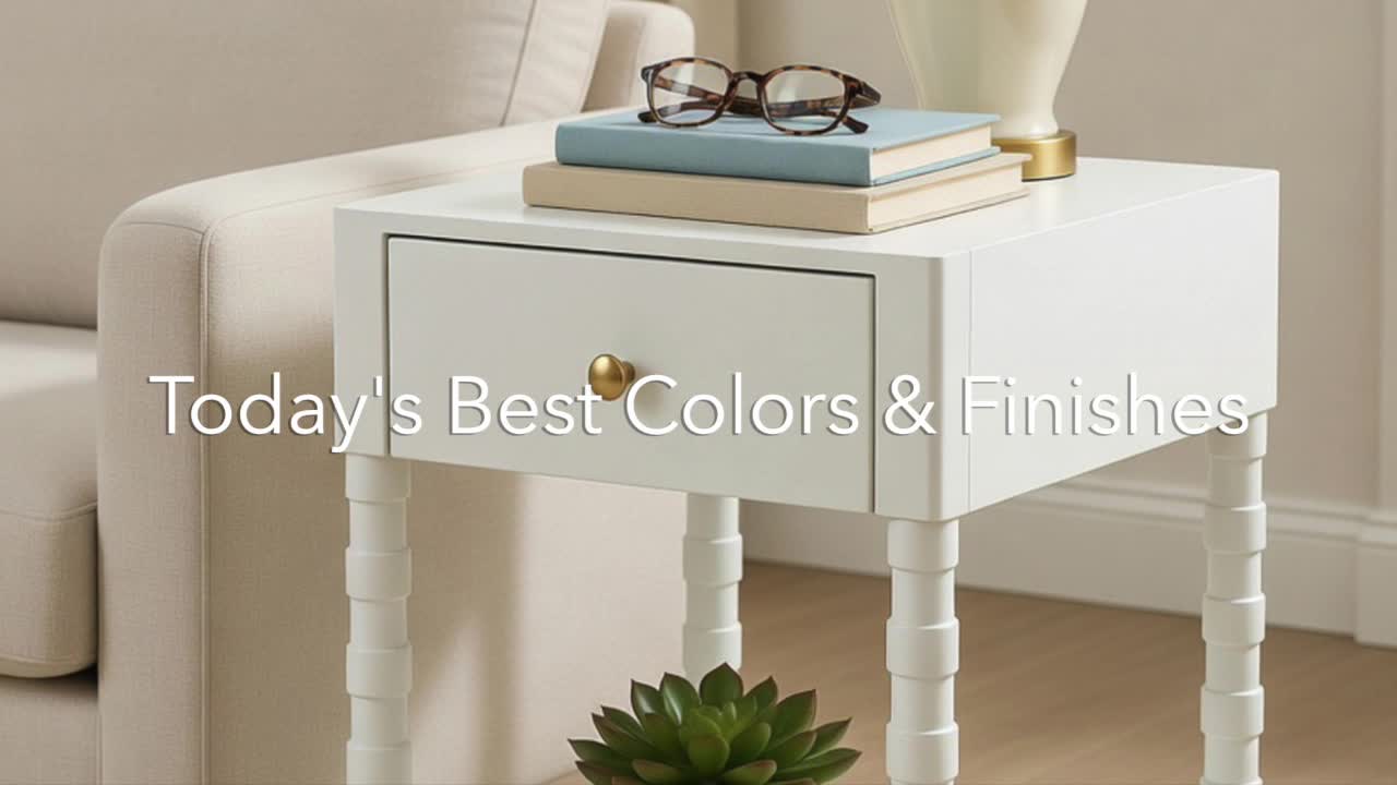 thumbnail video image 2 of Decor Therapy Preston Two Drawer Side Table, Traditional End Table with Storage Drawers and Shelf, Classic Design for Living Room or Bedroom, Seadrift, 2 of 10