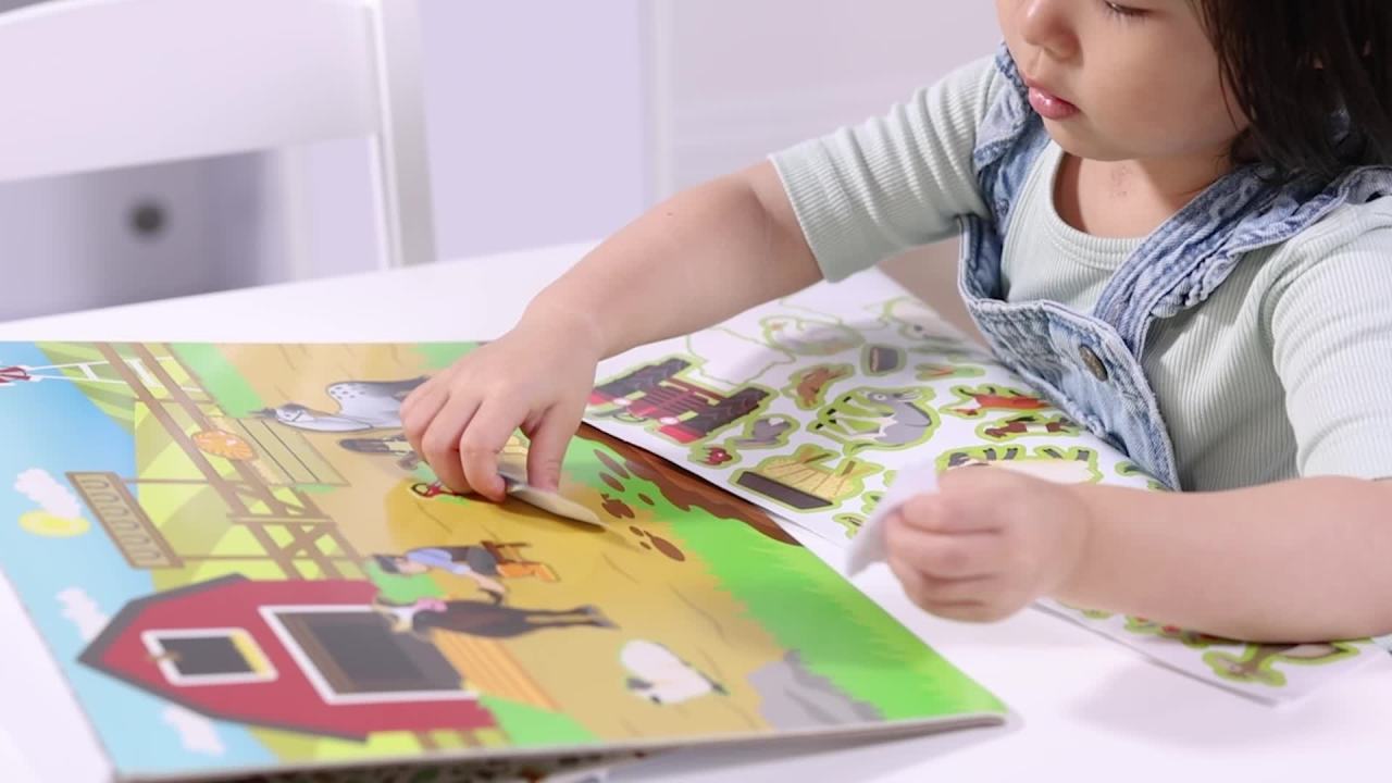 thumbnail video image 2 of Melissa & Doug Reusable Sticker Pad: Farm - 280+ Stickers, 5 Scenes - FSC Certified, 2 of 10