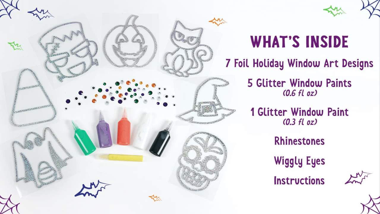 thumbnail video image 7 of Creativity for Kids Halloween Window Art Kit | Create 7 DIY Suncatcher Window Clings (Ages 6+), 7 of 7