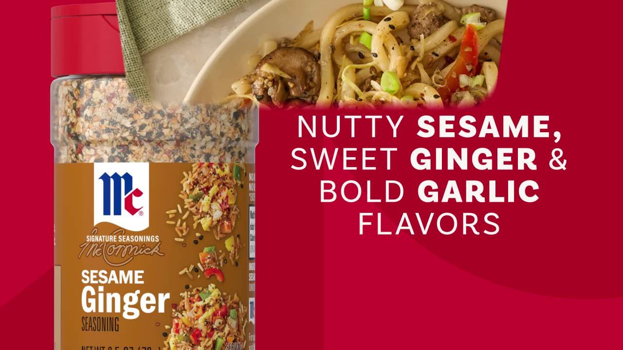 thumbnail video image 2 of McCormick Sesame Ginger Seasoning, 2.5 oz Bottle, 2 of 23