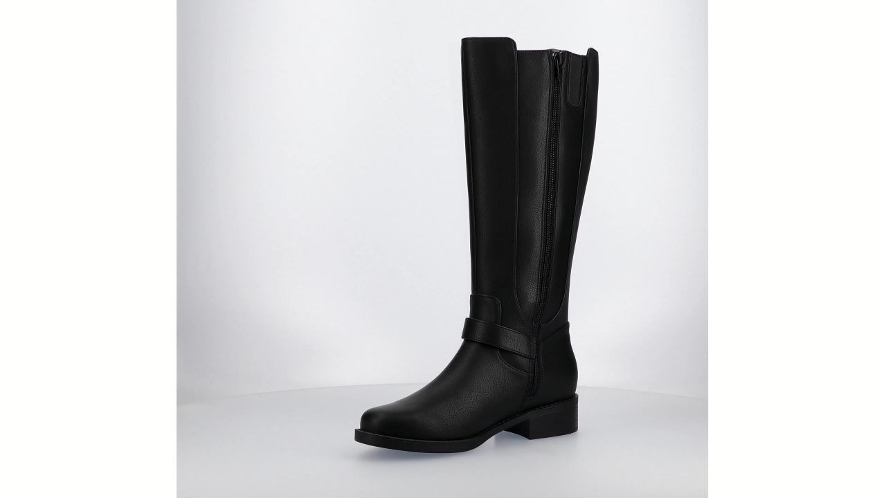 thumbnail video image 2 of Journee Womens Yasmina Buckle Detail Knee High Inside Zipper Comfort Casual Boots, 2 of 9