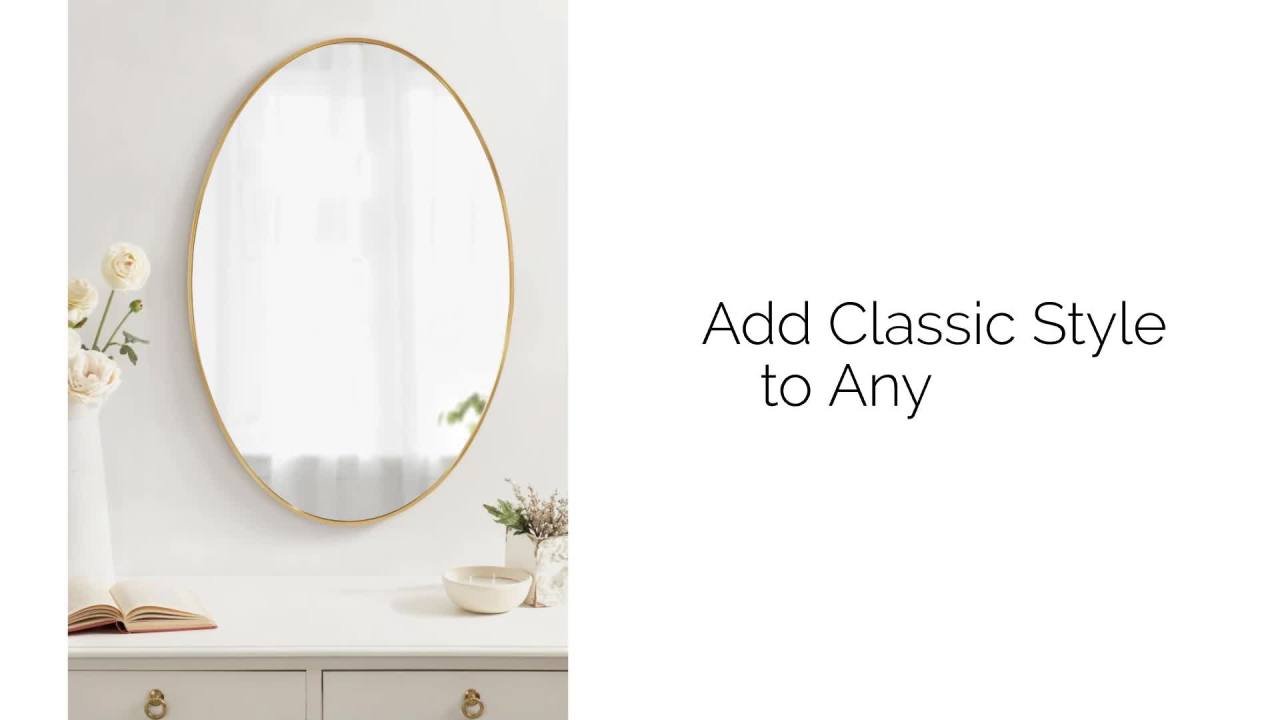 thumbnail video image 2 of Kate and Laurel Zayda Radius Rectangle Wall Mirror, 24 x 36, Black, Metal Framed Minimalist Rectangular Mirror with Rounded Corners, 2 of 8