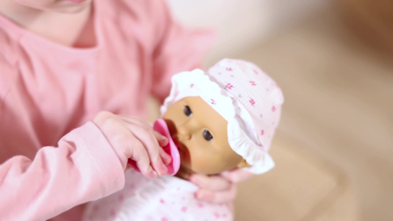 thumbnail video image 2 of Melissa & Doug Mine to Love Mariana 12" Poseable Baby Doll With Romper, Hat, 2 of 10