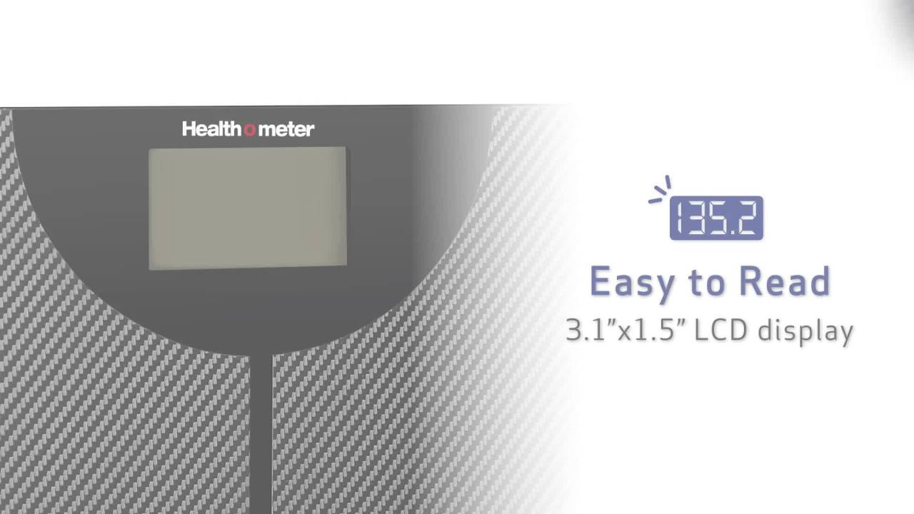 thumbnail video image 2 of Health o meter LCD Carbon Fiber Digital Body Weight Scale, 400lb Capacity, 2 of 9
