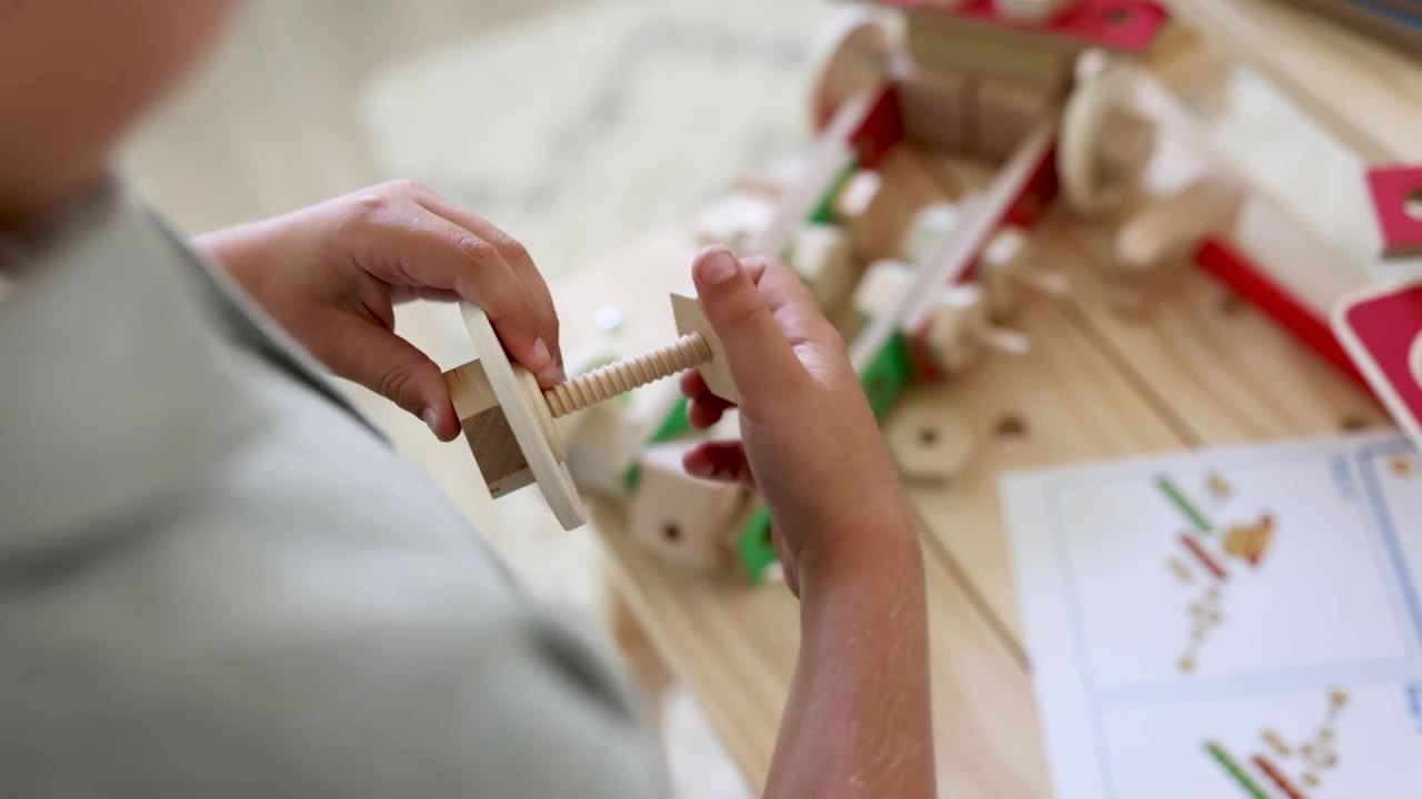 thumbnail video image 2 of Melissa & Doug Solid Wood Project Workbench Play Building Set, 2 of 10