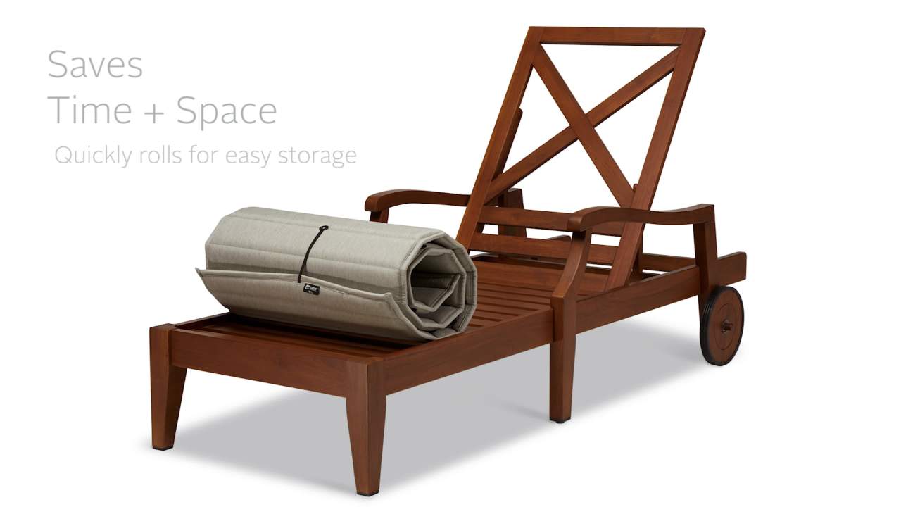 thumbnail video image 2 of Classic Accessories Storigami Water-Resistant Chaise Lounge Cushion, 72 x 21 inch, Heather Grey, 2 of 11