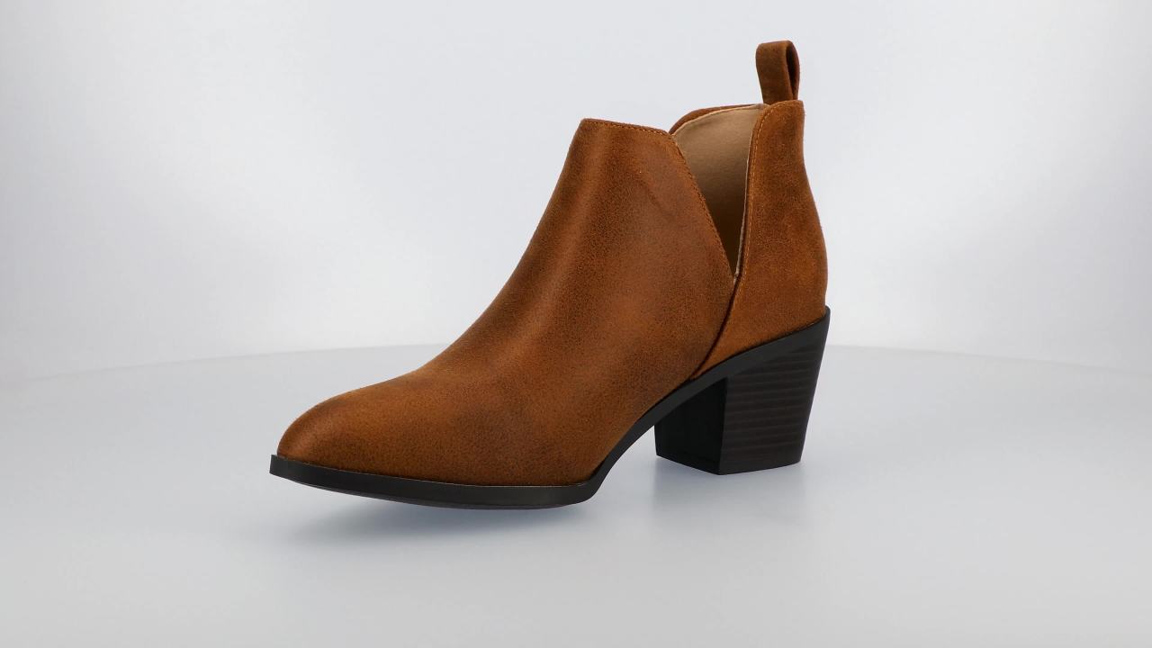 thumbnail video image 2 of Journee Womens Lola Pull On Stacked Heel Booties, Widths Available, 2 of 9