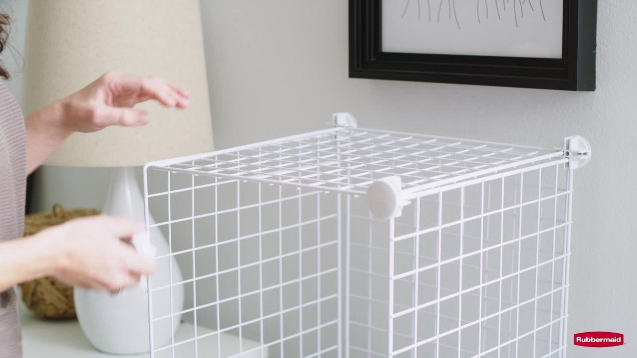 thumbnail video image 2 of Rubbermaid 3-Piece Stackable Modular Storage Cube Set, White, 2 of 8