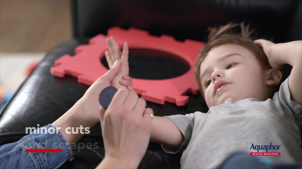 thumbnail video image 2 of (3 pack) Aquaphor Baby Healing Balm Stick for Dry, Chapped, Chafed Skin, Hypoallergenic, Mess-Free, 0.65 oz, 2 of 19