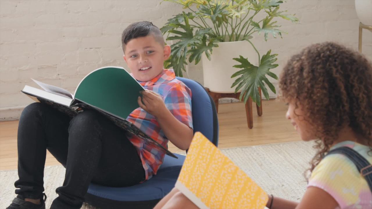 thumbnail video image 2 of ECR4Kids Spectator Adjustable Floor Chair, Blue, 2 of 10