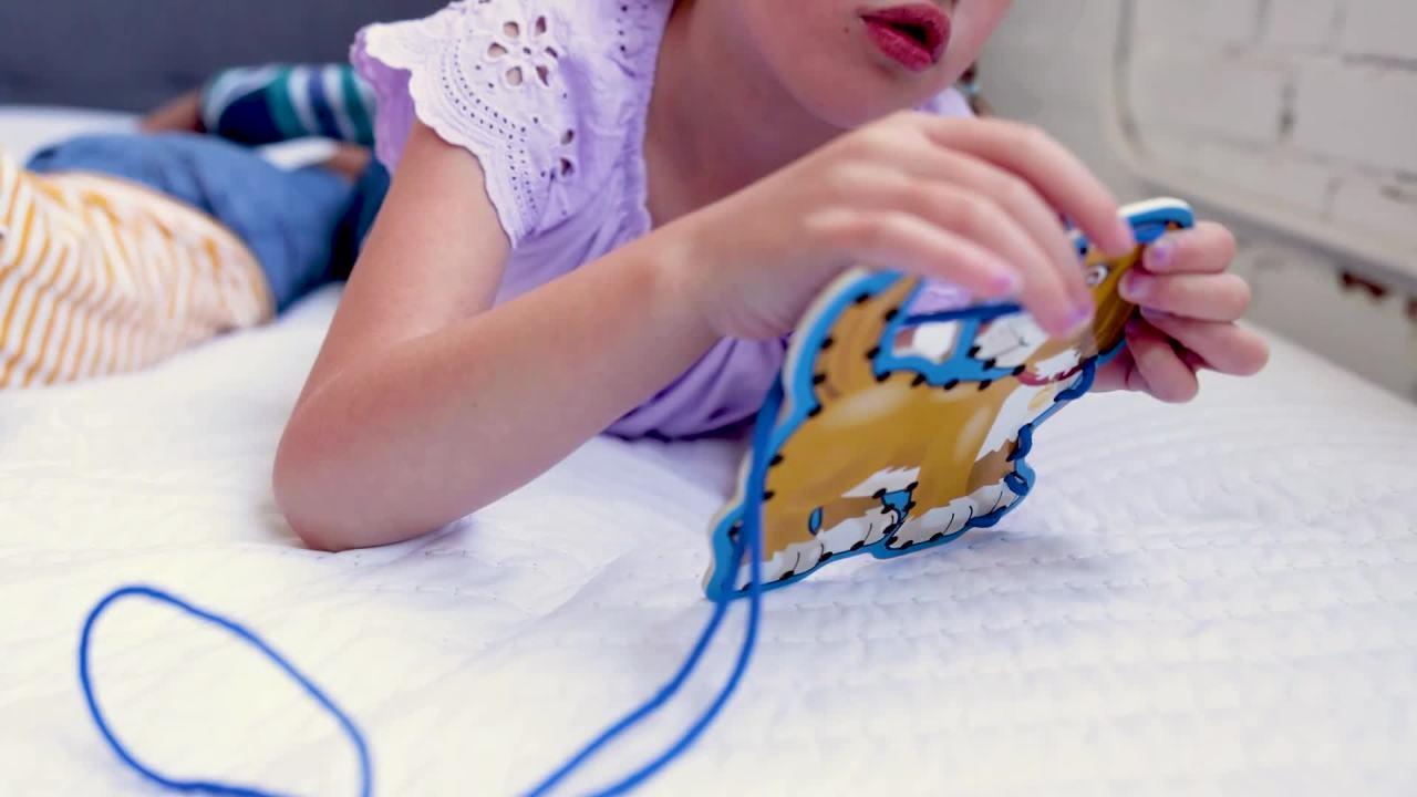 thumbnail video image 2 of Melissa & Doug Lace and Trace Activity Set: Pets - 5 Wooden Panels and 5 Matching Laces, 2 of 10