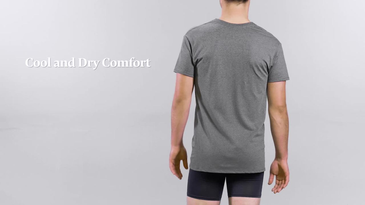 thumbnail video image 2 of Fruit of the Loom Men's Active Cotton Blend V-Neck Undershirts, 8-Pack, 2 of 7