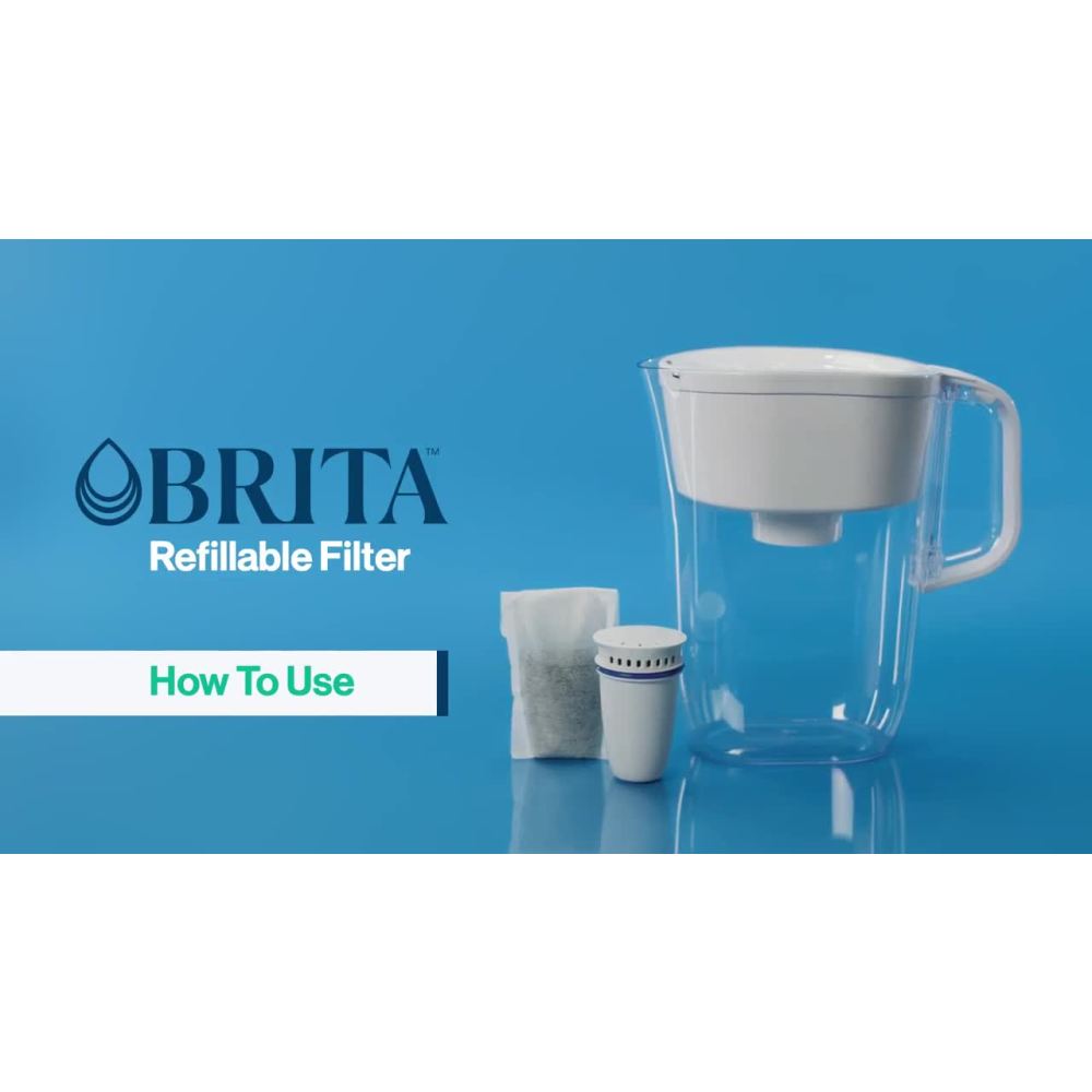 thumbnail video image 2 of Brita Refillable Water Filtration System with Large 10 Cup Pitcher, Everyday, and 1 Refillable Filter, 2 of 6