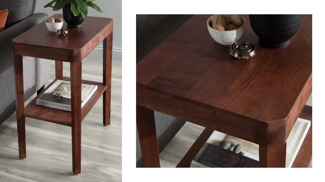 thumbnail video image 2 of Kate and Laurel Talcott Modern Rectangle Wood Side Table, 22 x 14 x 26, Black, Transitional Decorative Two-Tier End Table for Use as a Bedroom Nightstand or Living Room Accent, 2 of 8
