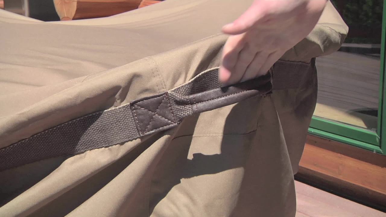 thumbnail video image 2 of Classic Accessories Hickory Water-Resistant 60 Inch Round Fire Pit Cover, 2 of 15