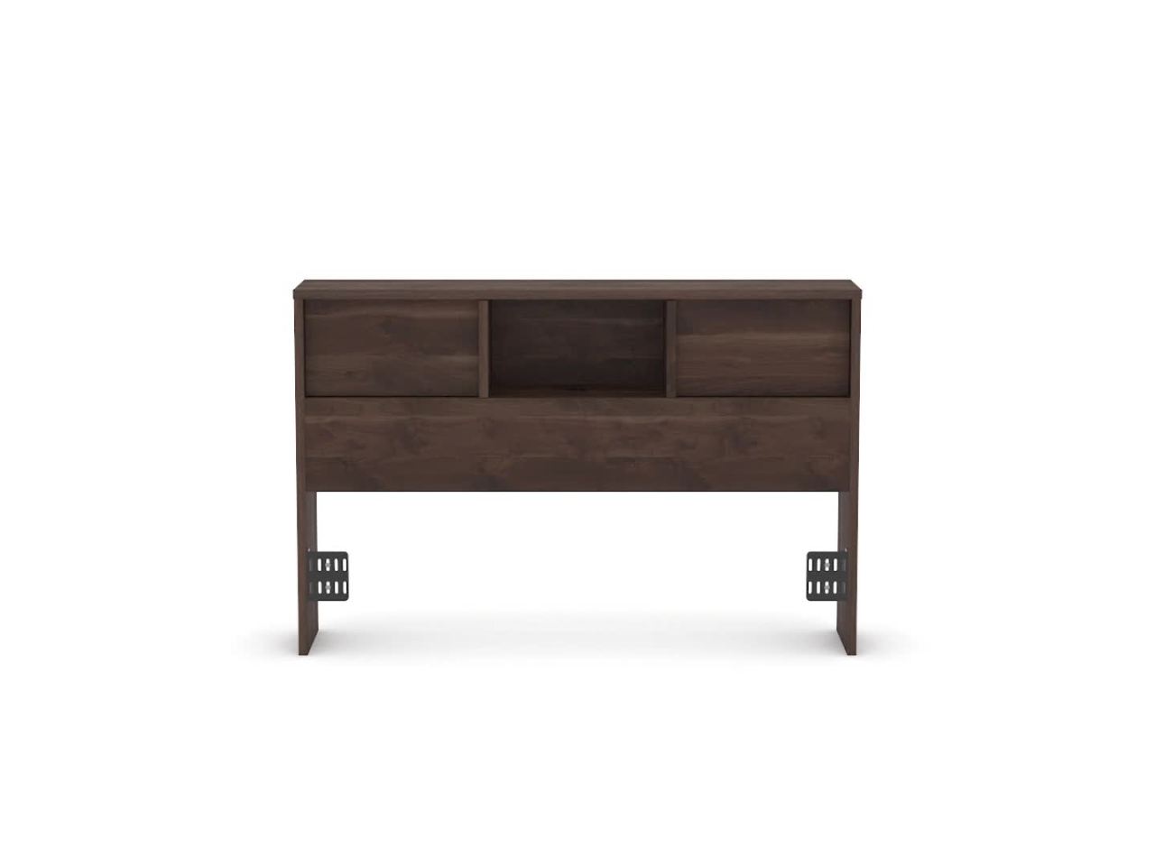 thumbnail video image 2 of Sauder Harvey Park Full/Queen Bookcase Headboard with Doors, Grand Walnut Finish, 2 of 14