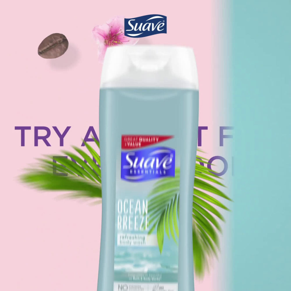 Suave Essentials Creamy Cocoa Butter and Shea Body Wash, 15 oz