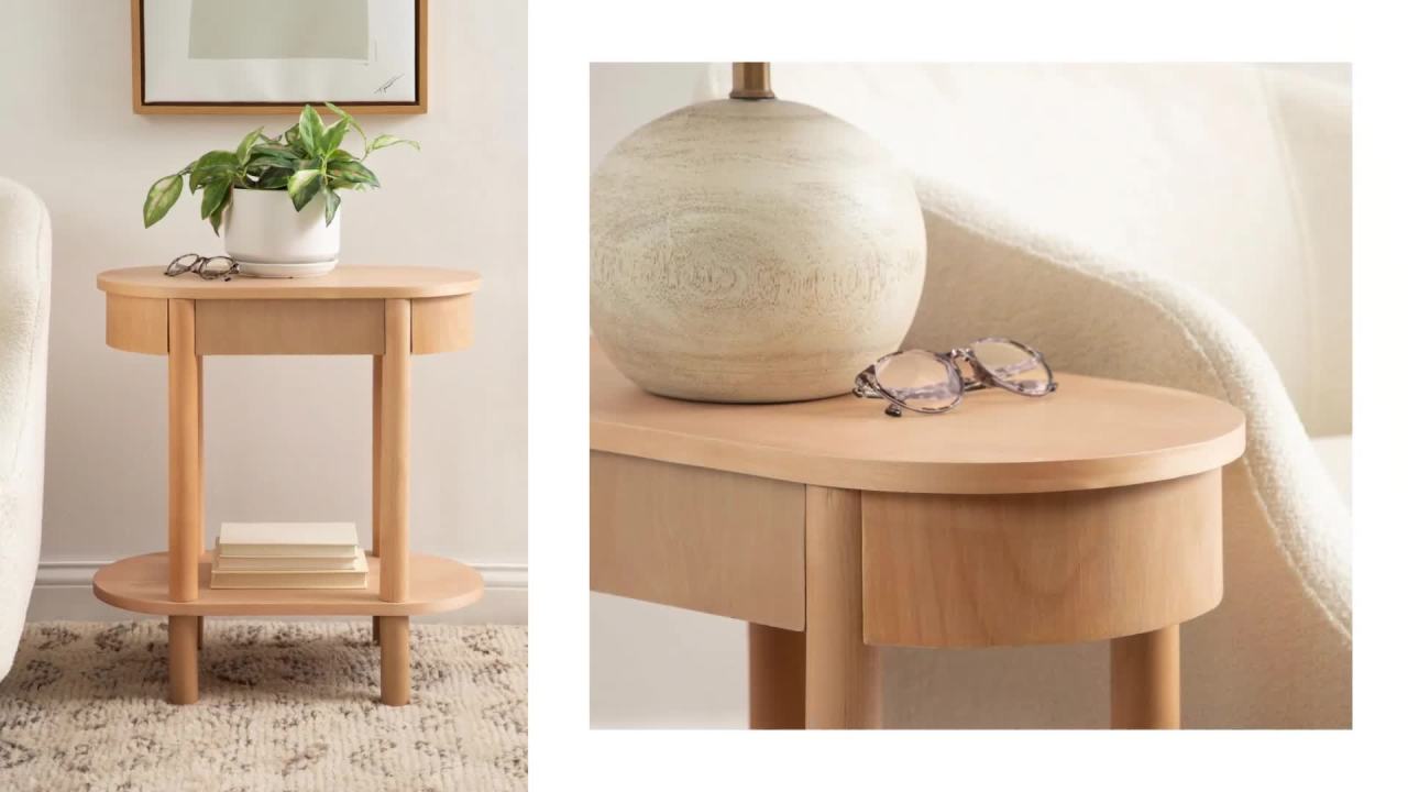thumbnail video image 2 of Kate and Laurel Koji Modern Tiered Rectangular Side Table, 22 x 12 x 24, Black, Transitional Two-Tier Wood Capsule End Table with Storage for Use as Bedroom Accent or Indoor Plant Stand, 2 of 10