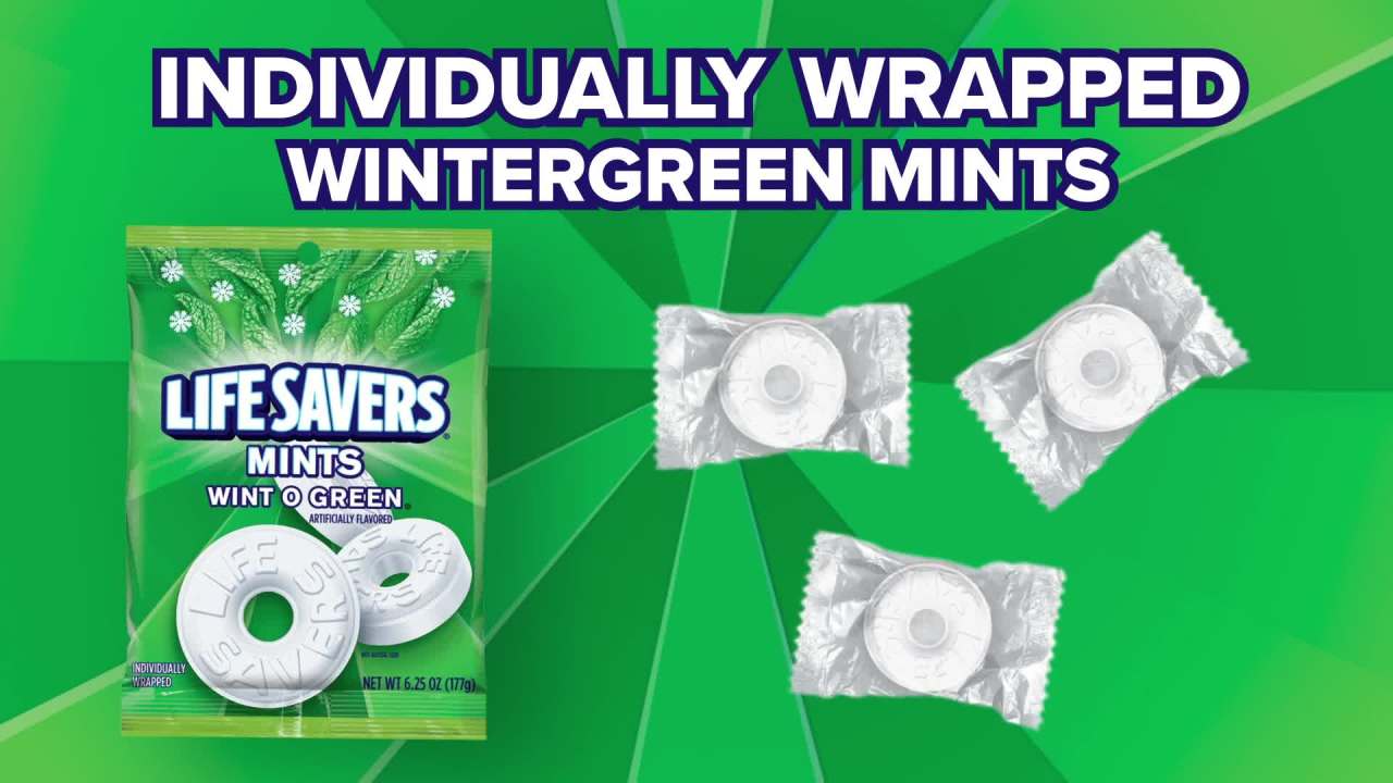 thumbnail video image 2 of Life Savers Wint-O-Green Breath Mints Hard Candy - 6.25 oz Bag, 2 of 12