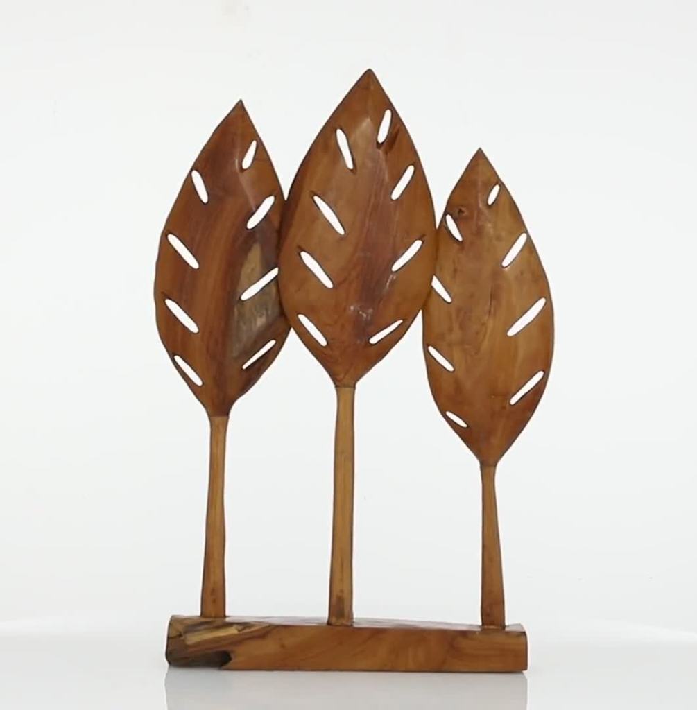 thumbnail video image 2 of DecMode Teak Wood Abstract Natural Sculpture Brown, 2 of 10