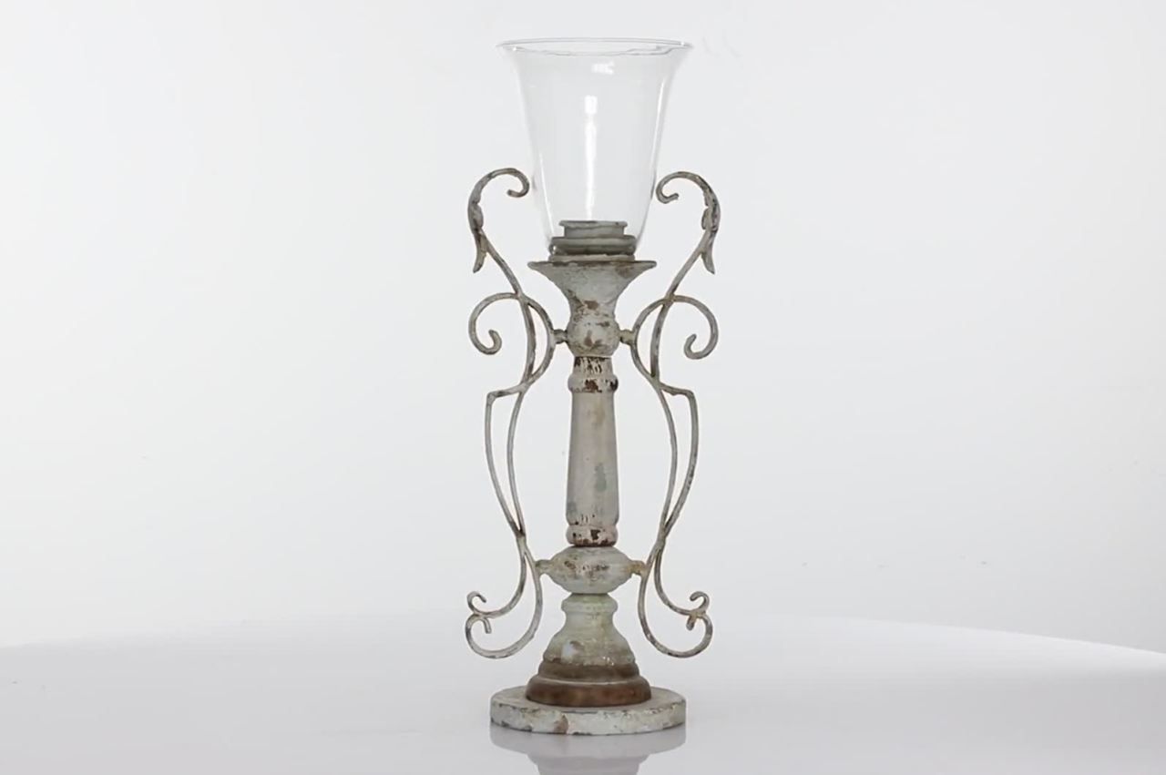 thumbnail video image 2 of DecMode  7"W, 21"H Vintage Candlestick, White, 1 - Piece, 2 of 6