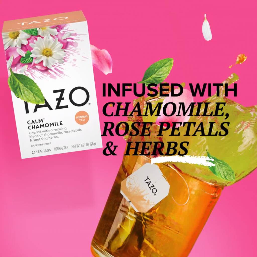 thumbnail video image 2 of Tazo Calm Chamomile Tea Bag Herbal tea 20ct, 2 of 8
