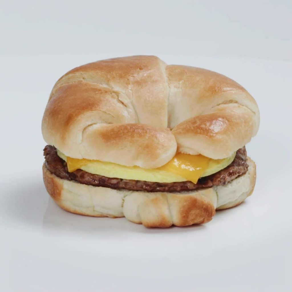 thumbnail video image 2 of Jimmy Dean Sausage Egg & Cheese Croissant Breakfast Sandwich, 36 oz, 8 Count (Frozen), 2 of 10