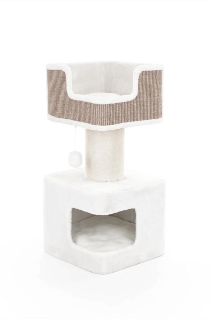 thumbnail video image 2 of TRIXIE Ava XXL Jute & Plush 2-Level 34" Cat Tree with Scratching Post & Condo, Brown, 2 of 8